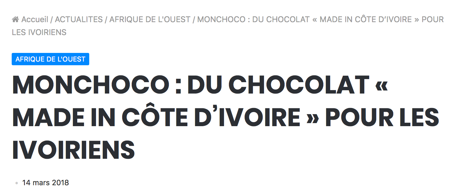 Du chocolat Made In Côte d'Ivoire pour les ivoiriens