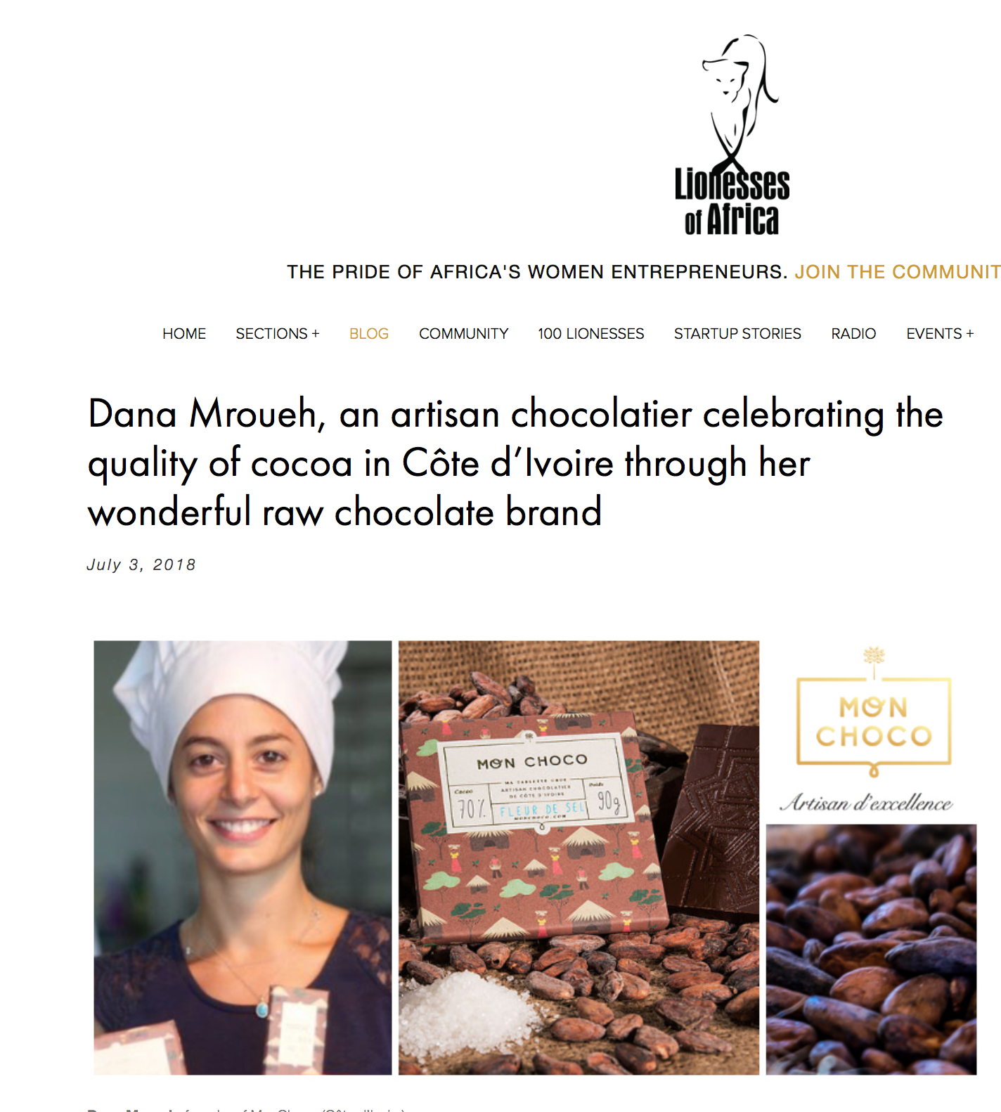 Dana Mroueh, an artisan chocolatier celebrating the quality of cocoa in Côte d’Ivoire through her wonderful raw chocolate brand